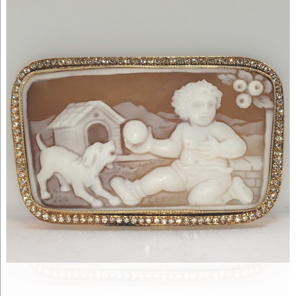 Shell, 14K yellow gold cameo